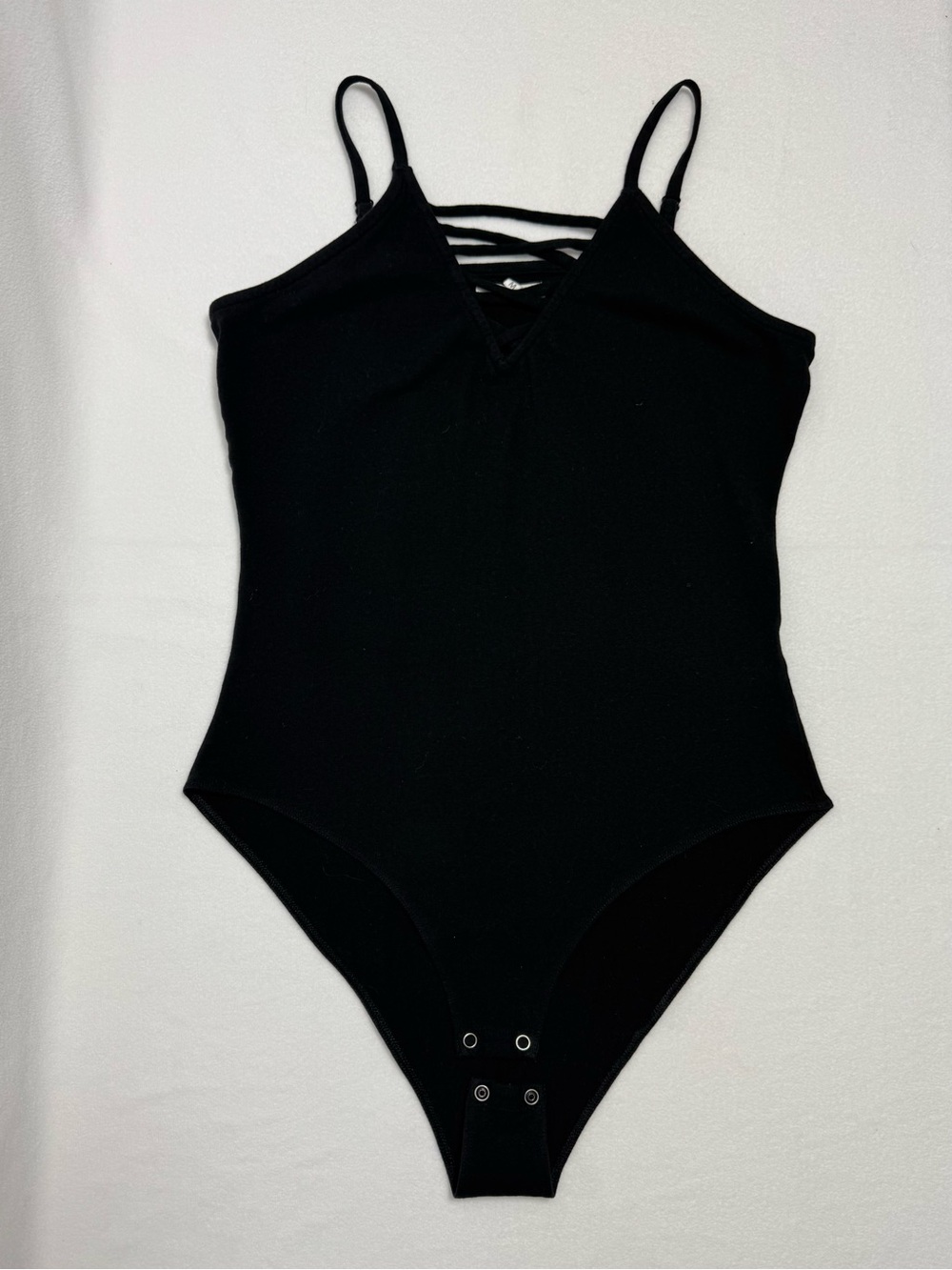 Maurices Black Strappy Caged V-Neck Bodysuit M
